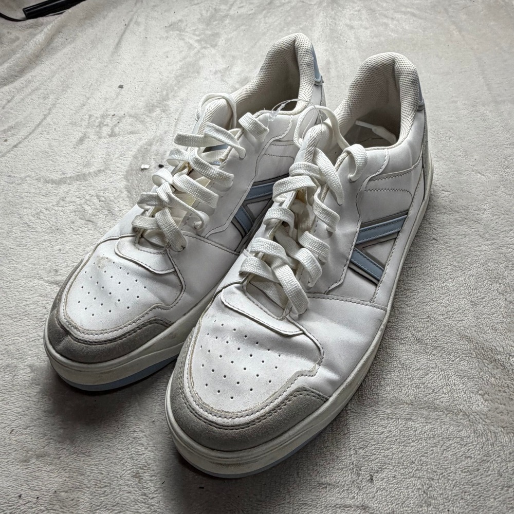 C&A Collection Mens Low‎ Top Sneakers White Blue Grey Size 28 EU 10 US